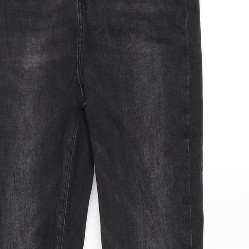 Denim & Co. Womens Grey Cotton Blend Tapered Jeans Size 8 L28 in Regular Zip