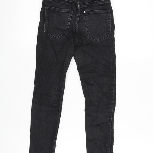 H&M Girls Grey Cotton Tapered Jeans Size 7-8 Years L20 in Regular Zip