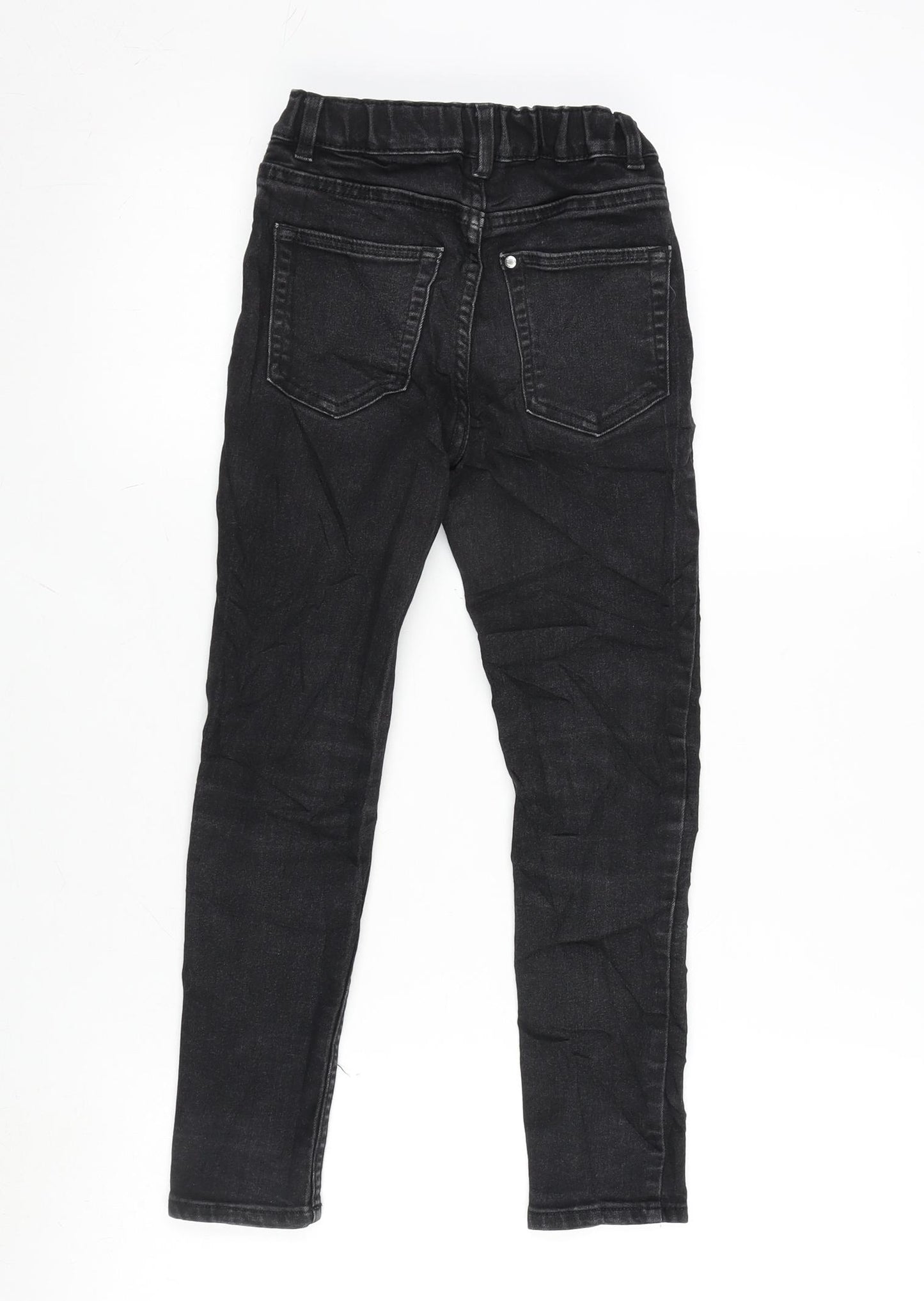 H&M Girls Grey Cotton Tapered Jeans Size 7-8 Years L20 in Regular Zip