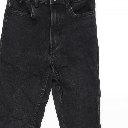 H&M Girls Grey Cotton Tapered Jeans Size 7-8 Years L20 in Regular Zip