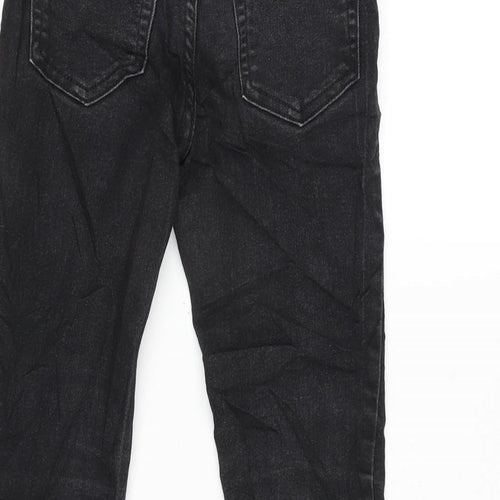 H&M Girls Grey Cotton Tapered Jeans Size 7-8 Years L20 in Regular Zip