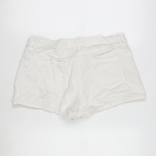 Matalan Womens Ivory Cotton Cut-Off Shorts Size 12 Regular Zip