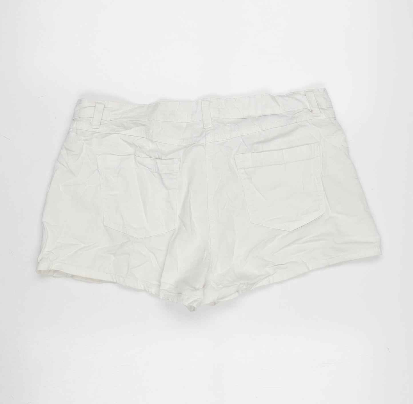 Matalan Womens Ivory Cotton Cut-Off Shorts Size 12 Regular Zip