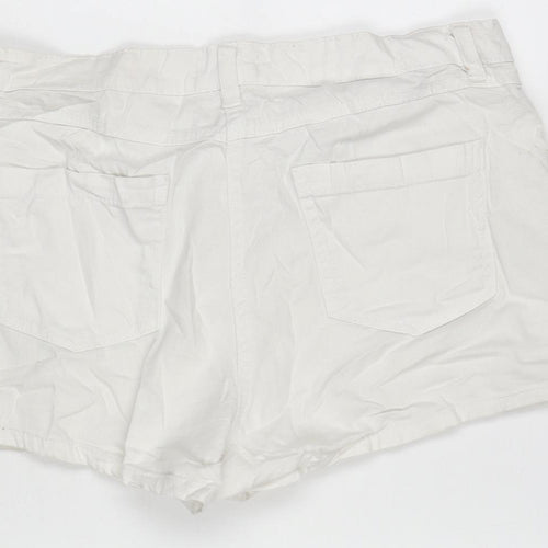 Matalan Womens Ivory Cotton Cut-Off Shorts Size 12 Regular Zip