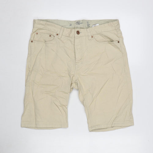 H&M Mens Beige Cotton Bermuda Shorts Size 32 in L10 in Regular Button