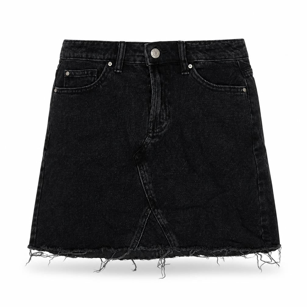 Denim & Co. Womens Grey Cotton A-Line Skirt Size 6 Zip