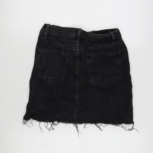 Denim & Co. Womens Grey Cotton A-Line Skirt Size 6 Zip