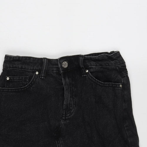 Denim & Co. Womens Grey Cotton A-Line Skirt Size 6 Zip