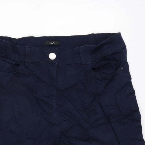 M&Co Womens Blue Cotton Bermuda Shorts Size 10 Regular Zip