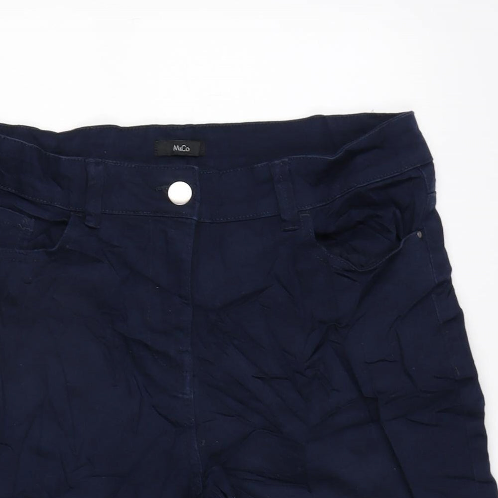 M&Co Womens Blue Cotton Bermuda Shorts Size 10 Regular Zip