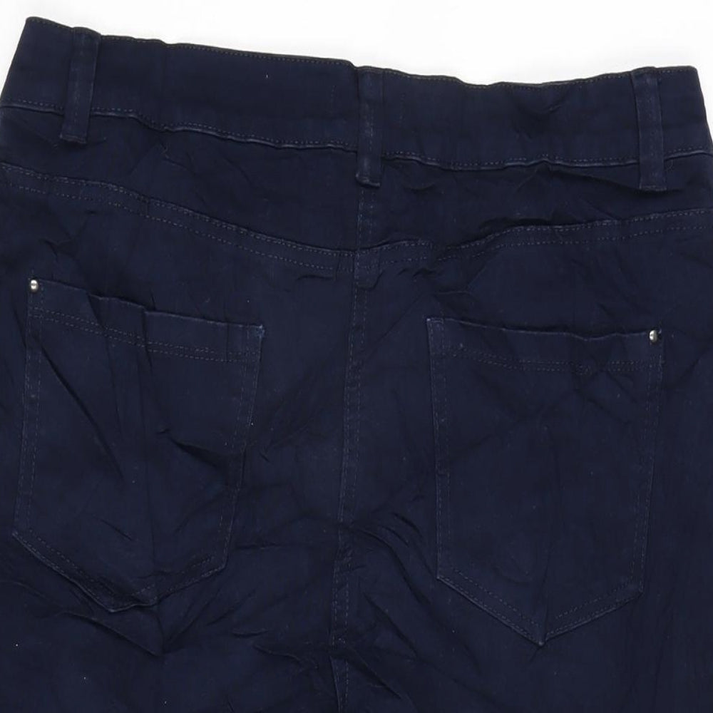 M&Co Womens Blue Cotton Bermuda Shorts Size 10 Regular Zip