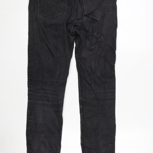 H&M Womens Grey Cotton Blend Tapered Jeans Size 10 L29 in Regular Zip