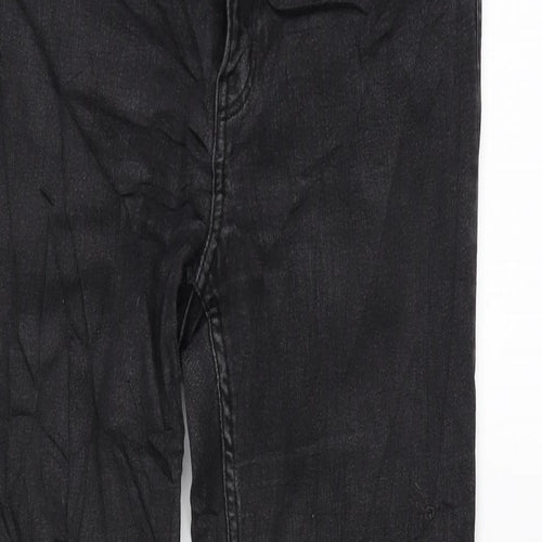 H&M Womens Grey Cotton Blend Tapered Jeans Size 10 L29 in Regular Zip