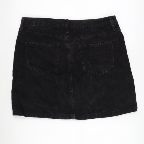 F&F Womens Grey Cotton A-Line Skirt Size 14 Zip