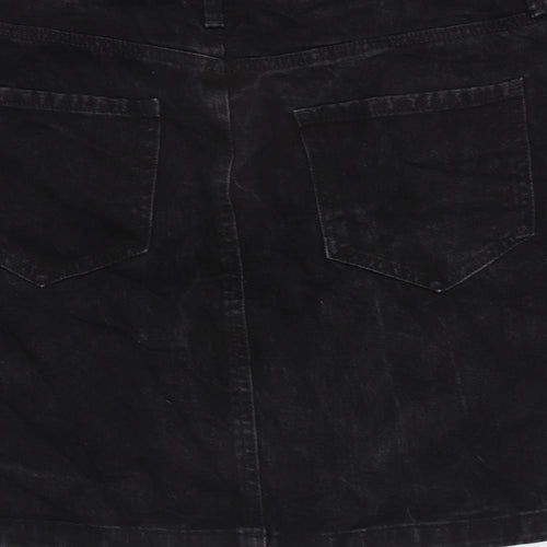 F&F Womens Grey Cotton A-Line Skirt Size 14 Zip