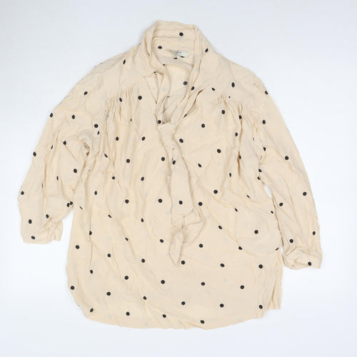 NEXT Womens Beige Viscose Basic Blouse Size 8 V-Neck