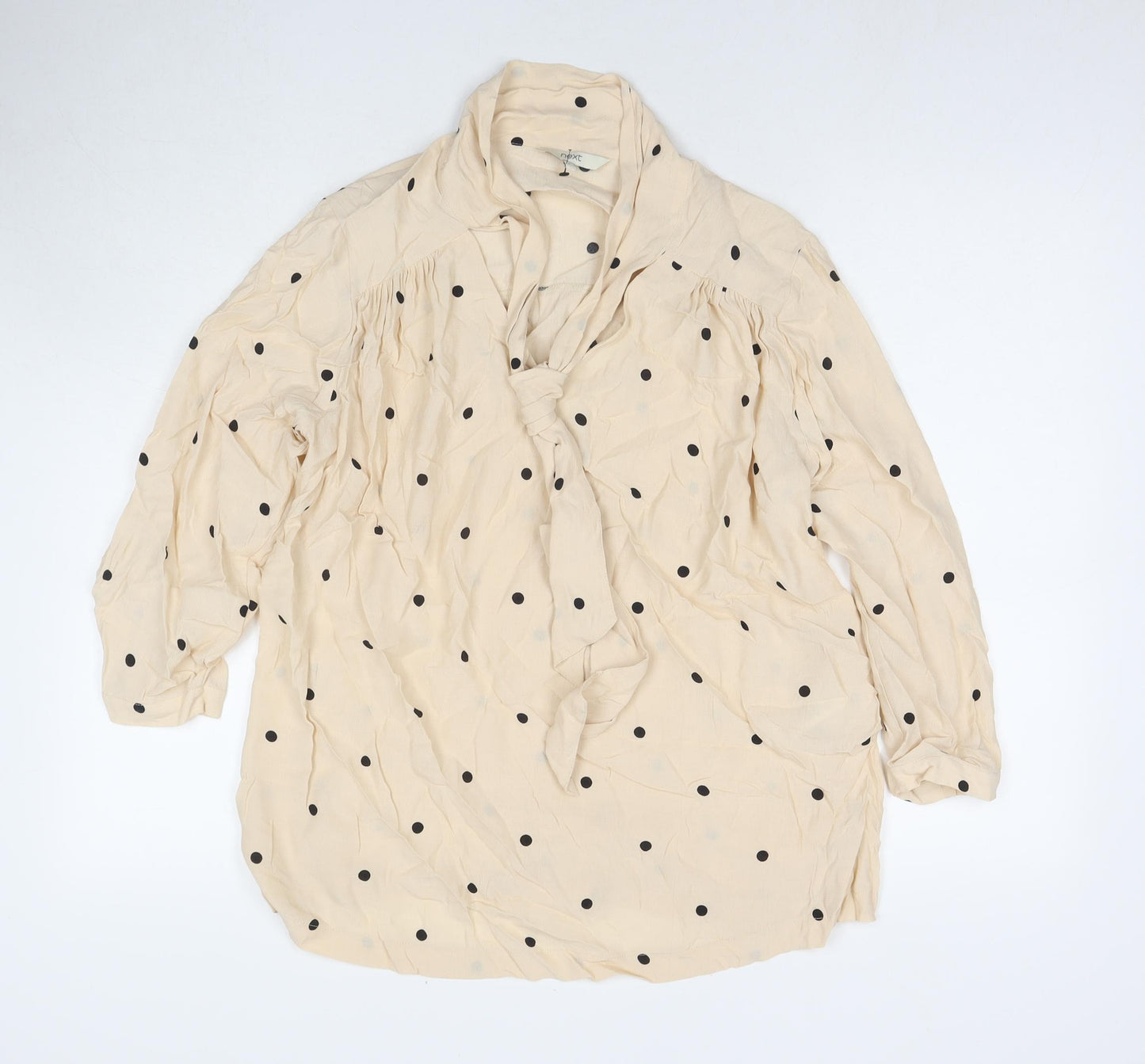NEXT Womens Beige Viscose Basic Blouse Size 8 V-Neck