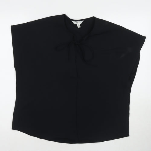 Marks and Spencer Womens Black Polyester Basic T-Shirt Size 14 V-Neck