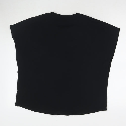 Marks and Spencer Womens Black Polyester Basic T-Shirt Size 14 V-Neck