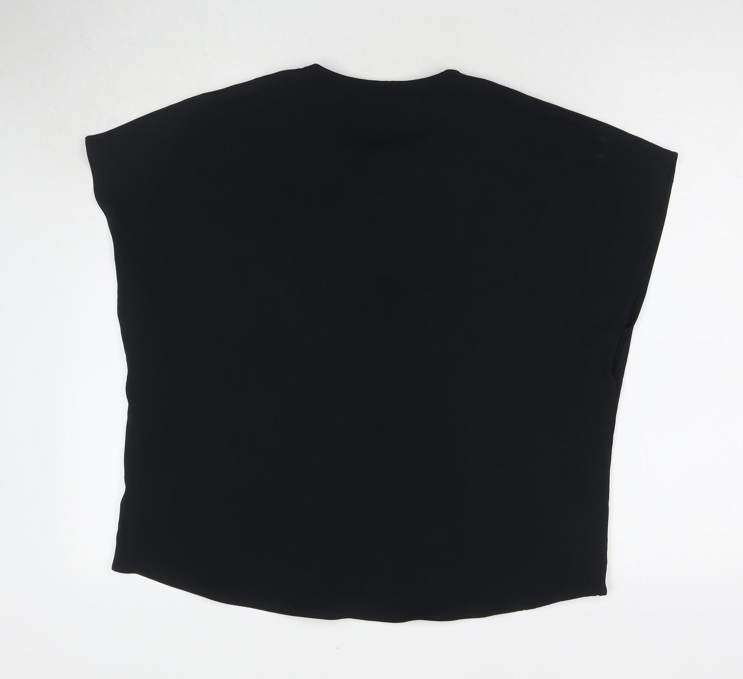 Marks and Spencer Womens Black Polyester Basic T-Shirt Size 14 V-Neck