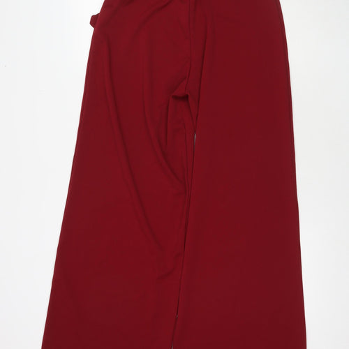 In the Style Womens Red Polyester Trousers Size 10 L34 in Regular Tie
