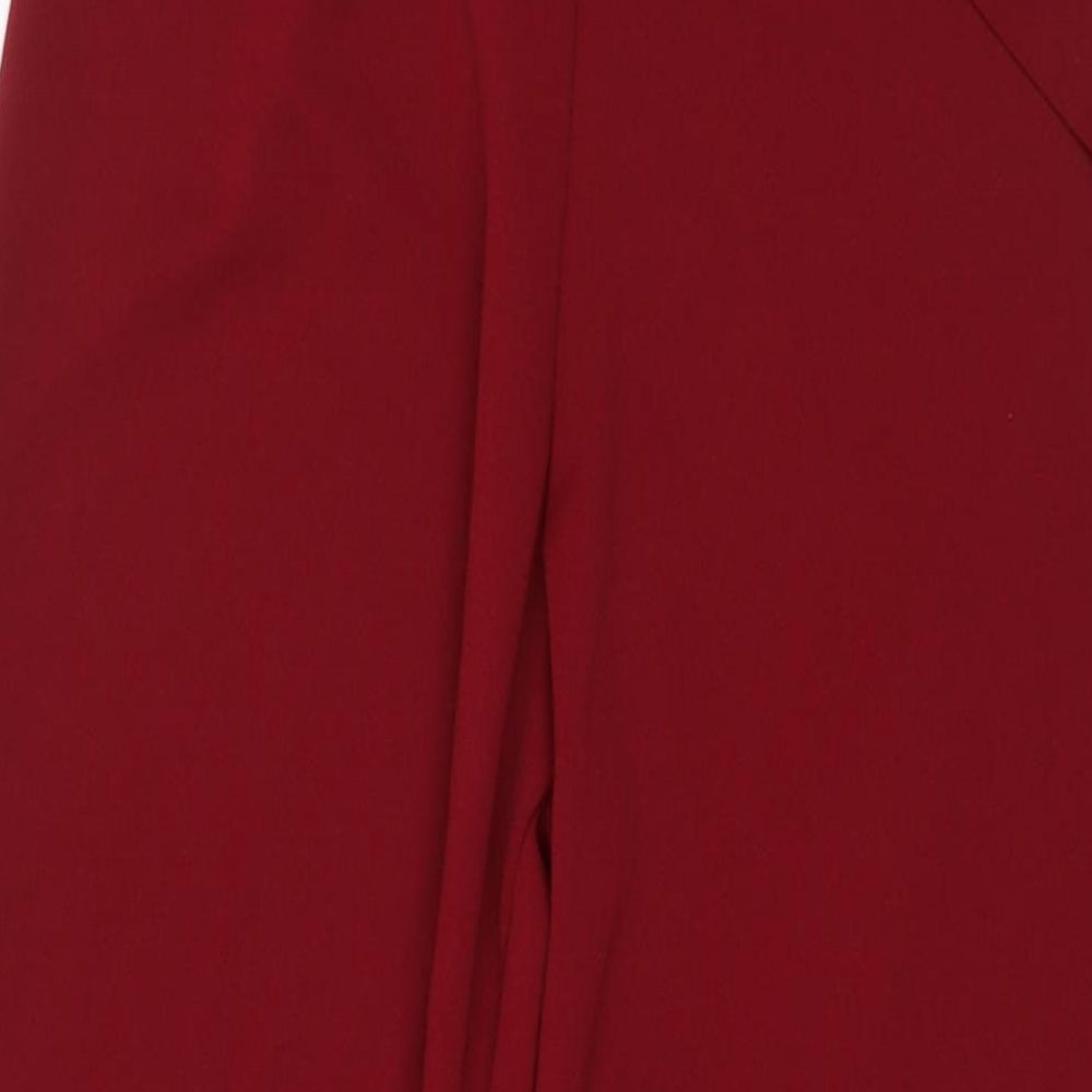 In the Style Womens Red Polyester Trousers Size 10 L34 in Regular Tie