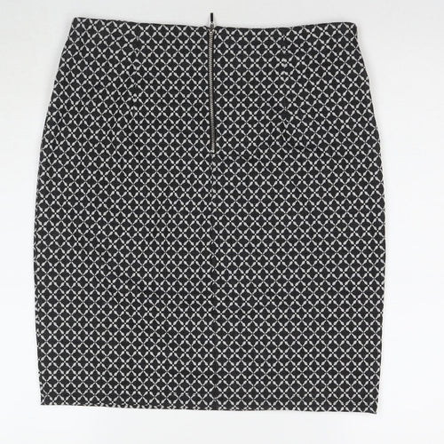W Womens Black Check Polyester A-Line Skirt Size 32 in Zip