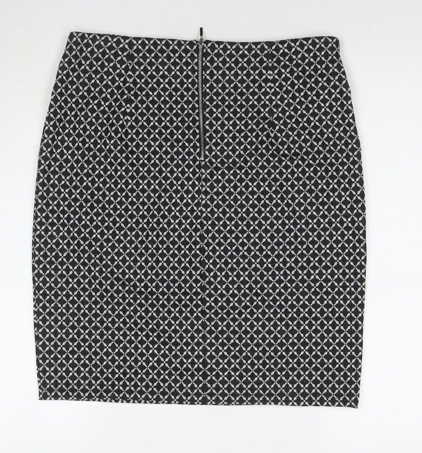 W Womens Black Check Polyester A-Line Skirt Size 32 in Zip