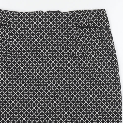 W Womens Black Check Polyester A-Line Skirt Size 32 in Zip