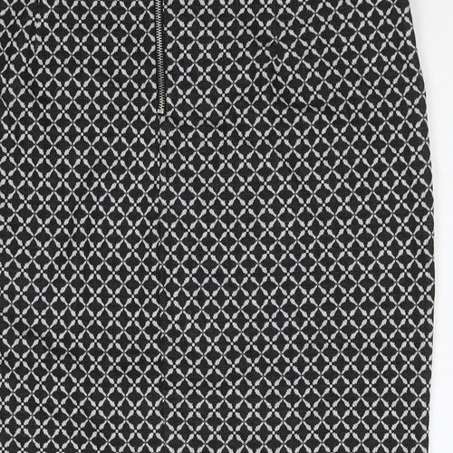 W Womens Black Check Polyester A-Line Skirt Size 32 in Zip