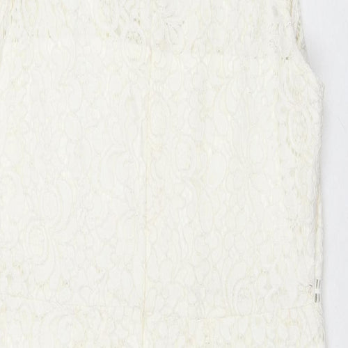 QED London Womens Ivory Polyester A-Line Size 14 Round Neck Pullover