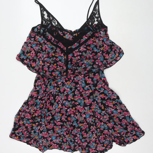 Smash Womens Multicoloured Floral Polyester Tank Dress Size L V-Neck Pullover