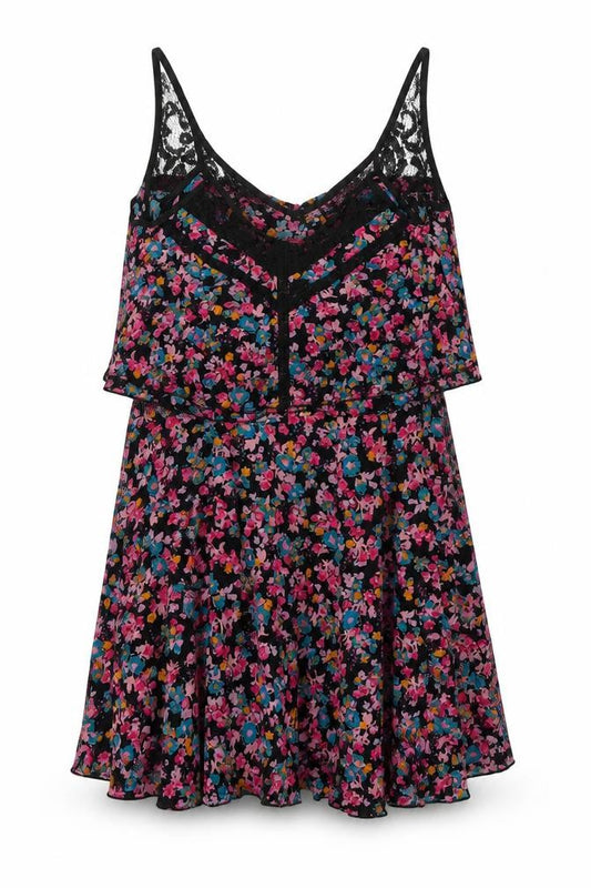 Front view of Smash women’s multicoloured floral polyester tank dress, size L, v-neck pullover