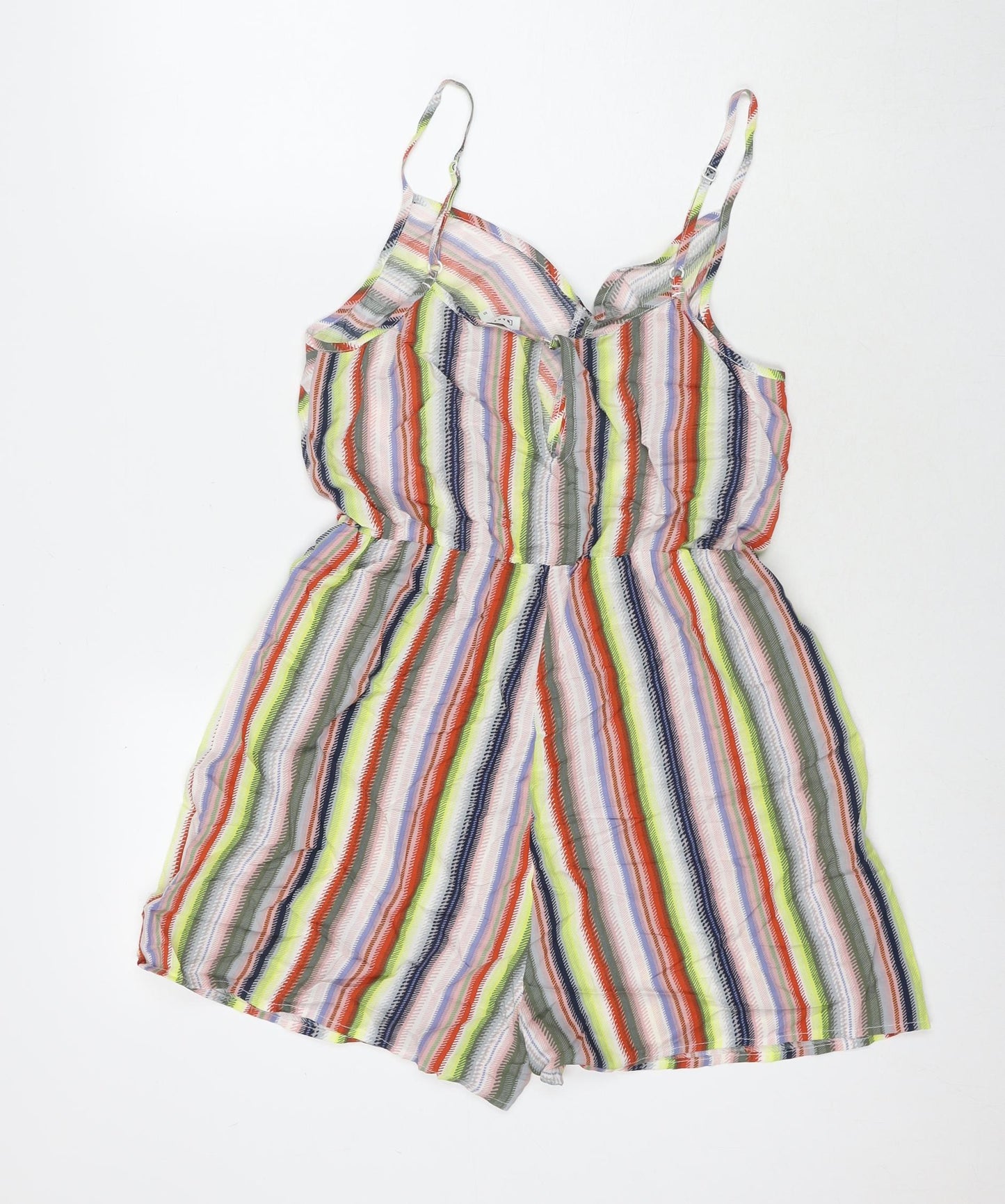 Warehouse Womens Multicoloured Striped Viscose Playsuit One-Piece Size 10 L3 in Pullover