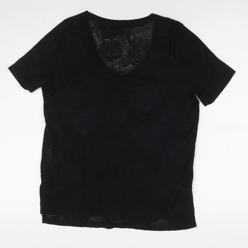 NEXT Womens Black Polyester Basic T-Shirt Size 10 V-Neck