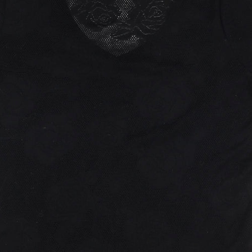 NEXT Womens Black Polyester Basic T-Shirt Size 10 V-Neck