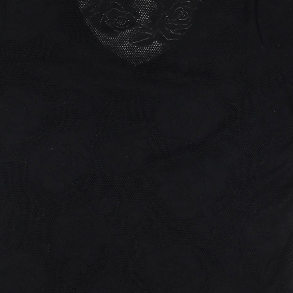 NEXT Womens Black Polyester Basic T-Shirt Size 10 V-Neck
