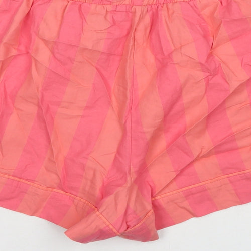 Marks and Spencer Womens Pink Striped Cotton Basic Shorts Size 16 L3 in Regular Drawstring