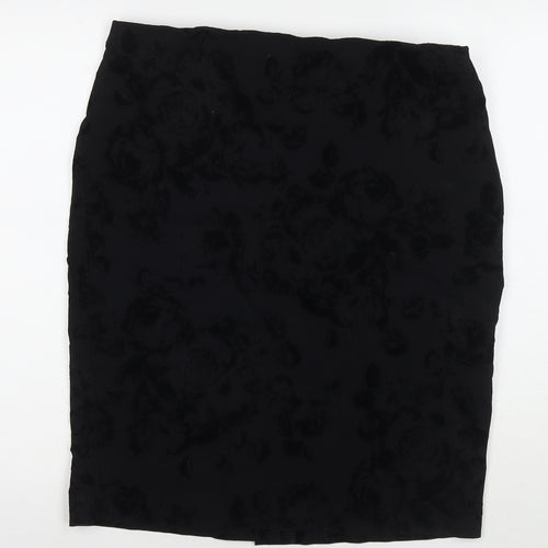 Roman Womens Black Geometric Polyester A-Line Skirt Size 18