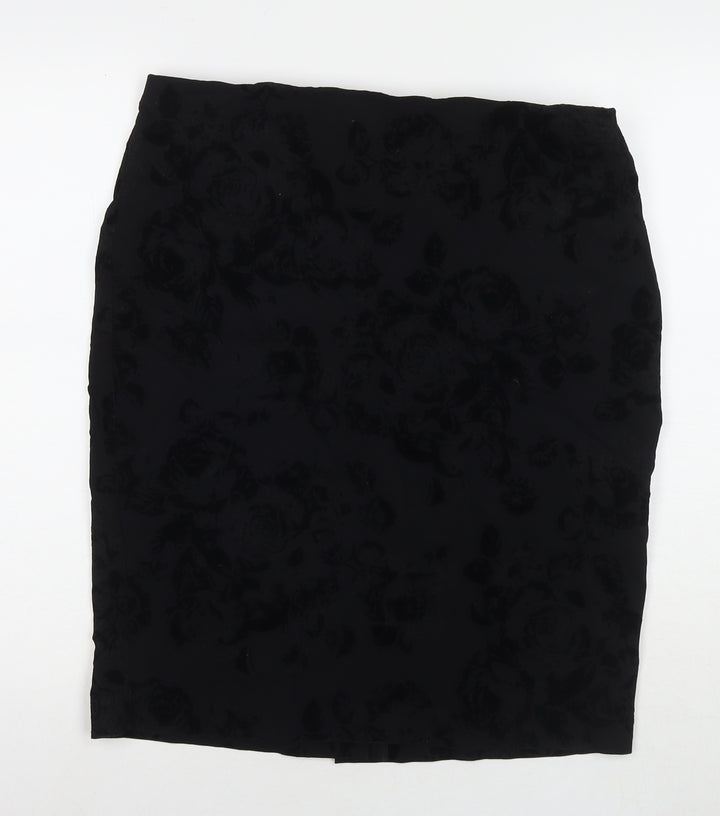 Roman Womens Black Geometric Polyester A-Line Skirt Size 18