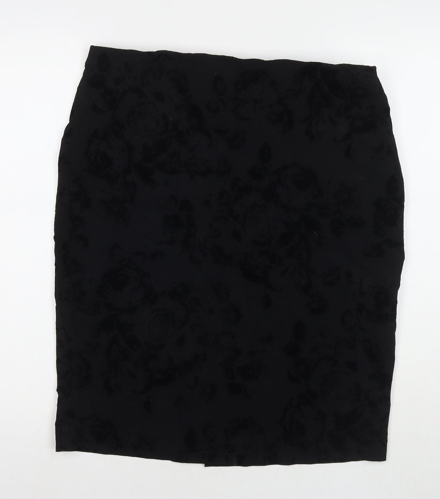 Roman Womens Black Geometric Polyester A-Line Skirt Size 18
