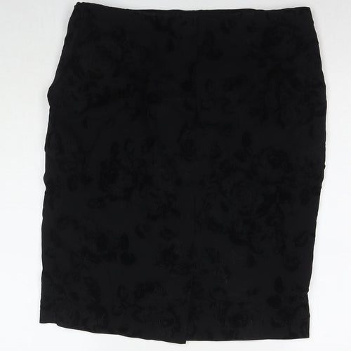 Roman Womens Black Geometric Polyester A-Line Skirt Size 18