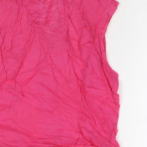 Marks and Spencer Womens Pink Cotton Basic Button-Up Size 16 Collared