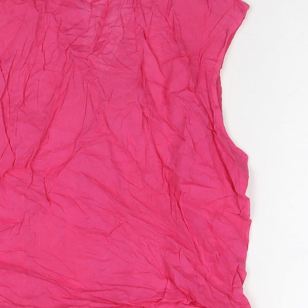 Marks and Spencer Womens Pink Cotton Basic Button-Up Size 16 Collared