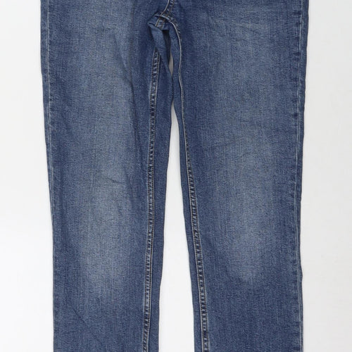 Fat Face Womens Blue Cotton Straight Jeans Size 10 L29 in Regular Zip