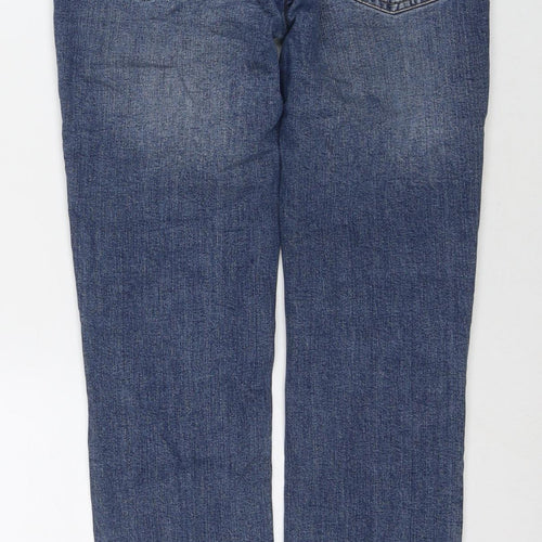 Fat Face Womens Blue Cotton Straight Jeans Size 10 L29 in Regular Zip