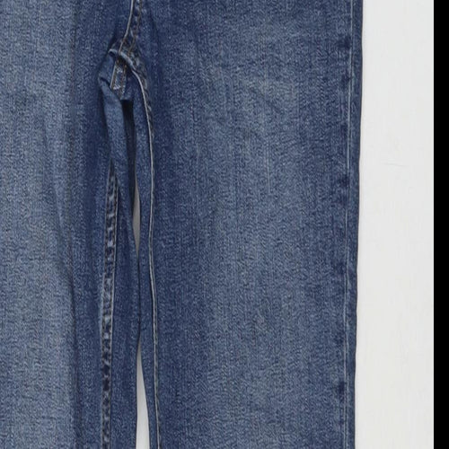 Fat Face Womens Blue Cotton Straight Jeans Size 10 L29 in Regular Zip