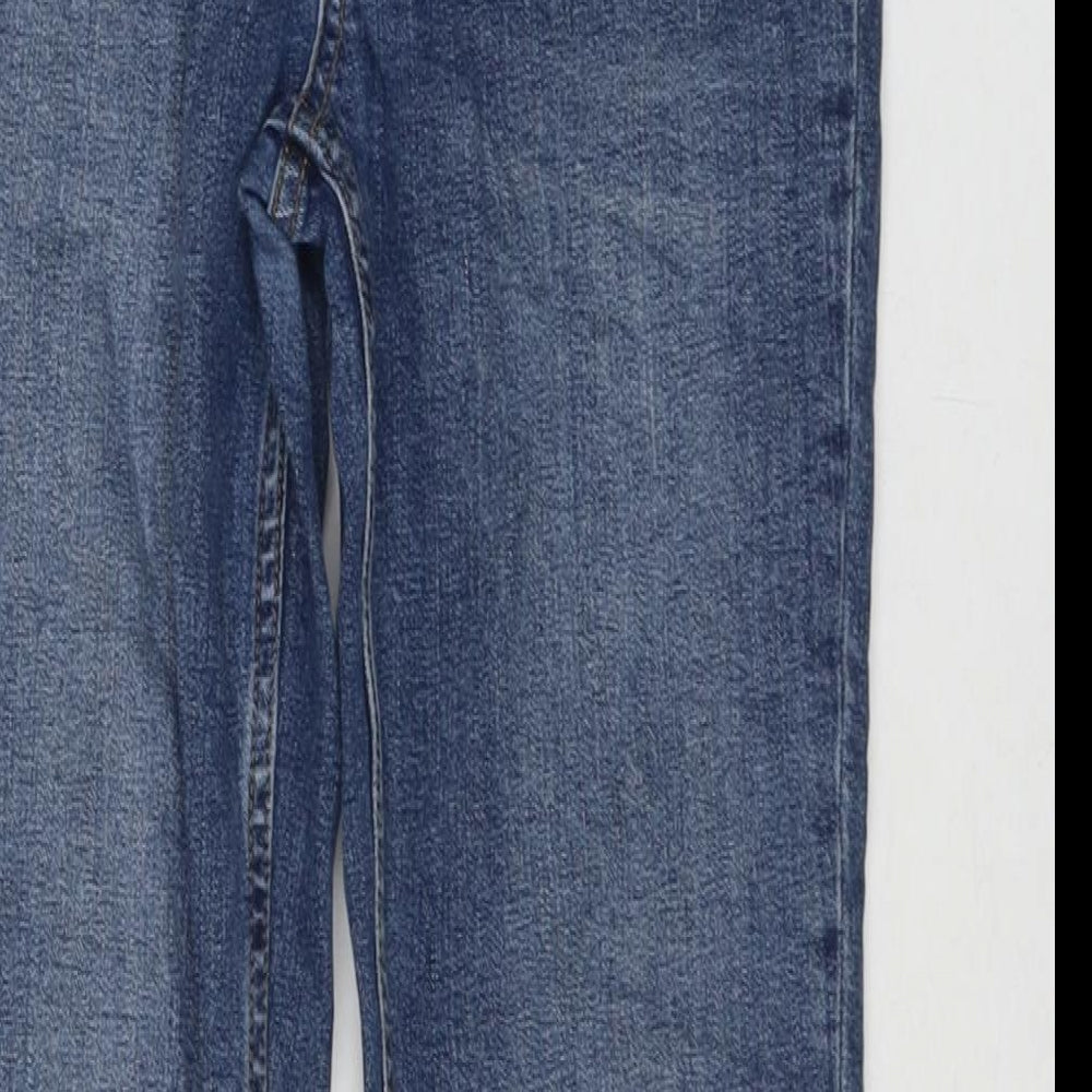 Fat Face Womens Blue Cotton Straight Jeans Size 10 L29 in Regular Zip