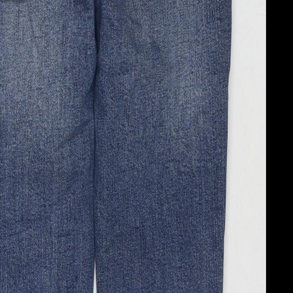 Fat Face Womens Blue Cotton Straight Jeans Size 10 L29 in Regular Zip