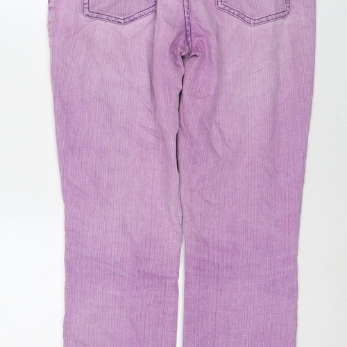 M&Co Womens Purple Cotton Straight Jeans Size 12 L30 in Regular Zip